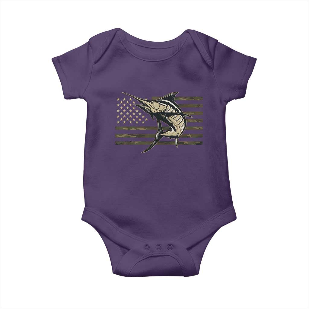 Fishing Camouflage US Flag Baby Onesie Swordfish Fish Fisherman Camo TS10 Purple Print Your Wear