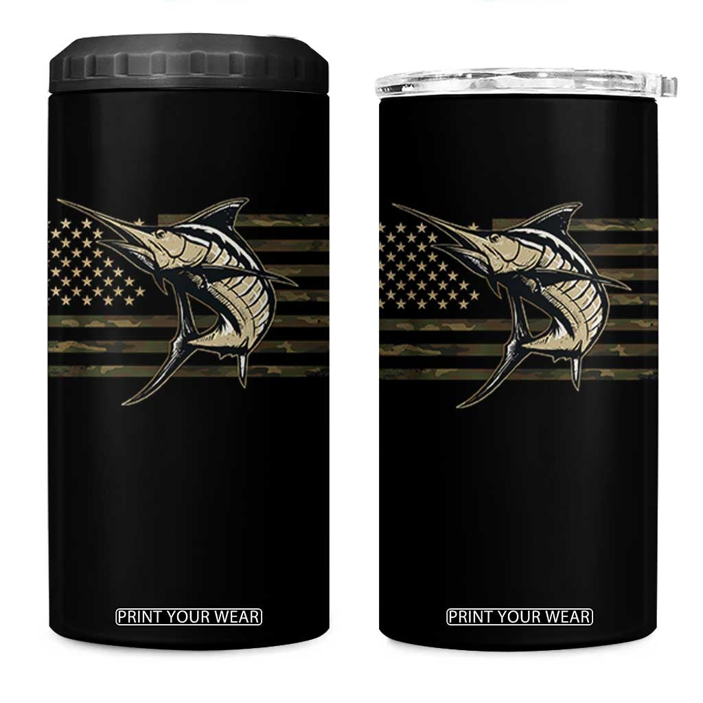 Fishing Camouflage US Flag 4 in 1 Can Cooler Tumbler Swordfish Fish Fisherman Camo TS10 One Size: 16 oz Black Print Your Wear