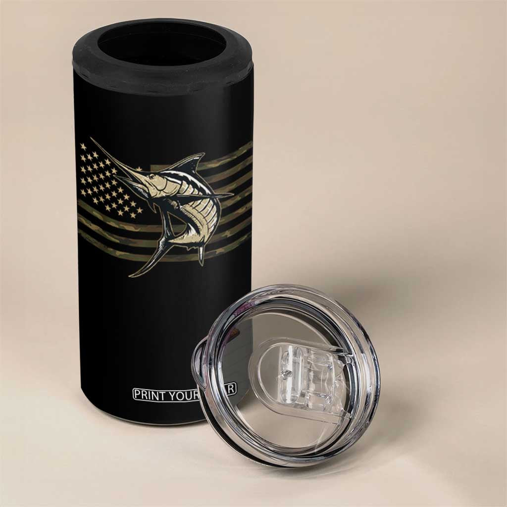 Fishing Camouflage US Flag 4 in 1 Can Cooler Tumbler Swordfish Fish Fisherman Camo TS10 Print Your Wear