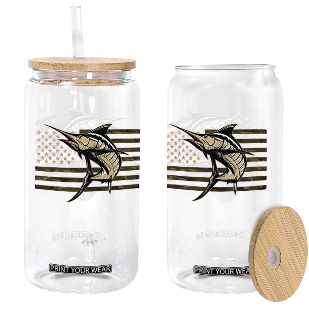 Fishing Camouflage US Flag Glass Can Swordfish Fish Fisherman Camo TS10 Print Your Wear