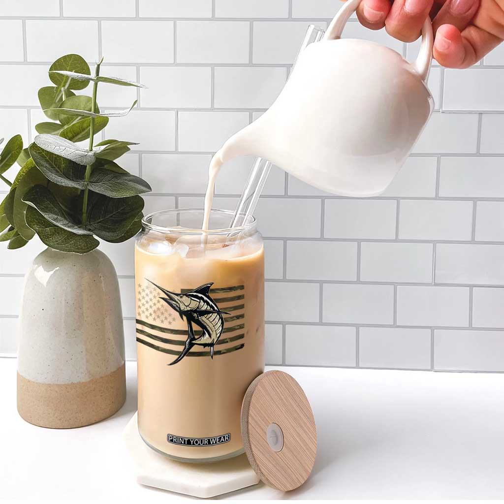 Fishing Camouflage US Flag Glass Can Swordfish Fish Fisherman Camo TS10 Print Your Wear