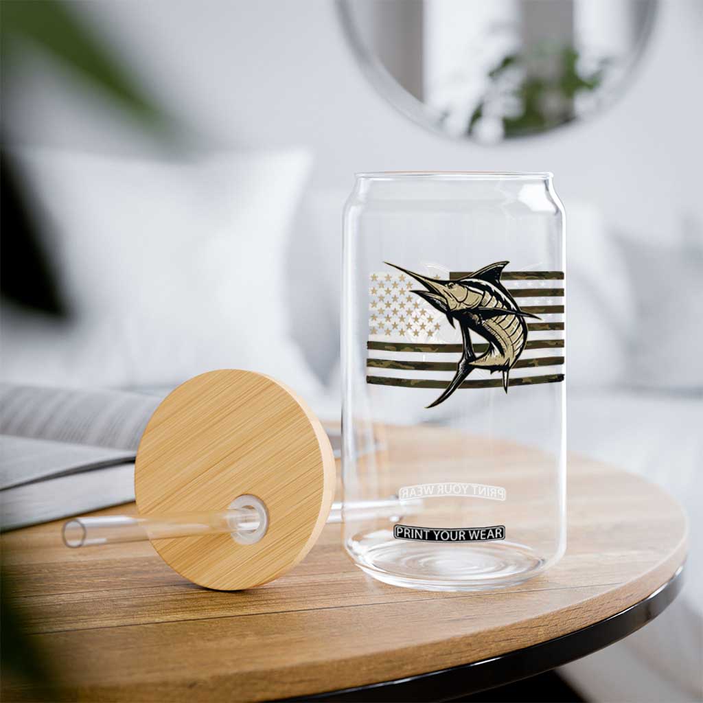 Fishing Camouflage US Flag Glass Can Swordfish Fish Fisherman Camo TS10 Print Your Wear