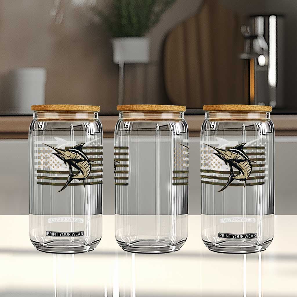 Fishing Camouflage US Flag Glass Can Swordfish Fish Fisherman Camo TS10 Print Your Wear
