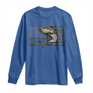 Fishing Camouflage US Flag Long Sleeve Shirt Swordfish Fish Fisherman Camo TS10 Royal Blue Print Your Wear