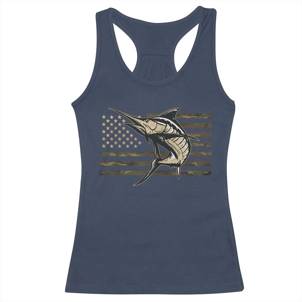 Fishing Camouflage US Flag Racerback Tank Top Swordfish Fish Fisherman Camo TS10 Navy Print Your Wear