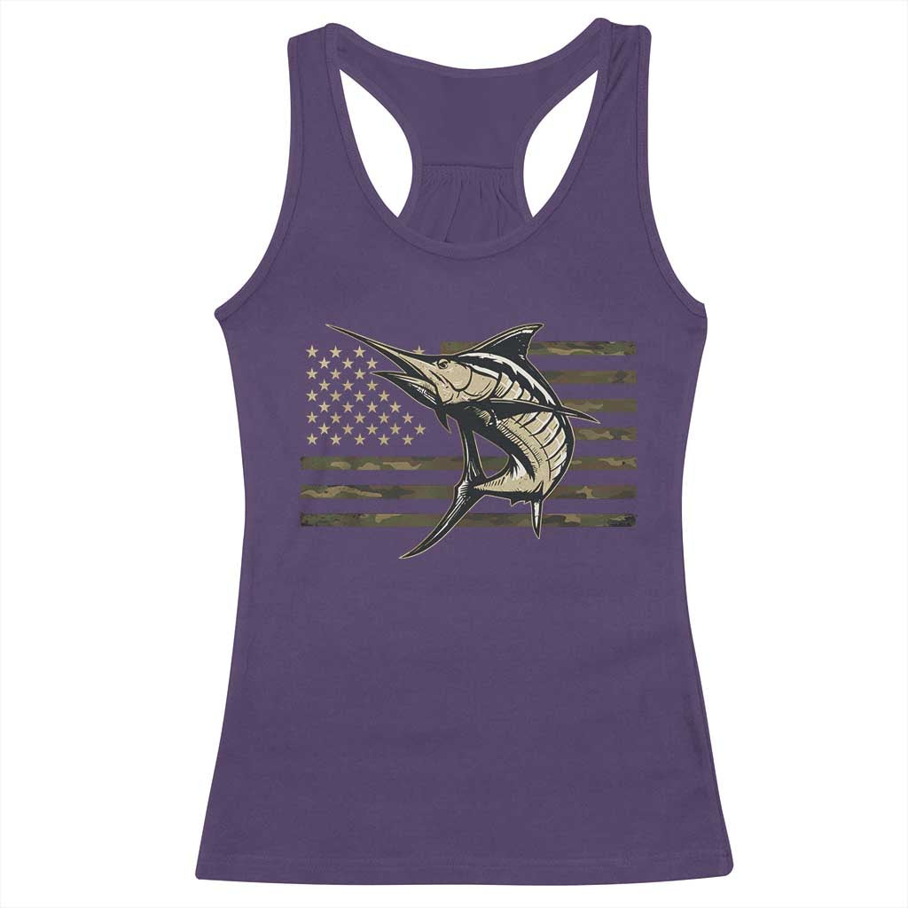 Fishing Camouflage US Flag Racerback Tank Top Swordfish Fish Fisherman Camo TS10 Purple Print Your Wear