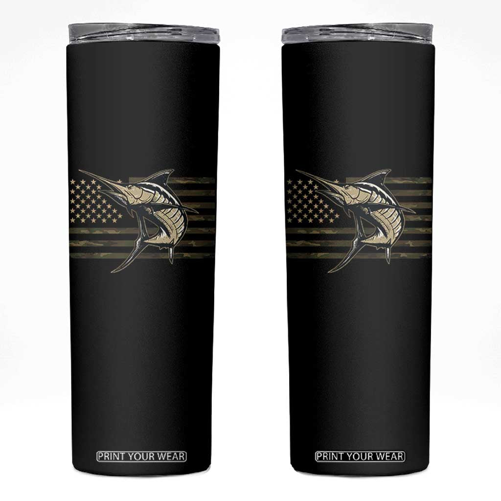 Fishing Camouflage US Flag Skinny Tumbler Swordfish Fish Fisherman Camo TS10 Black Print Your Wear