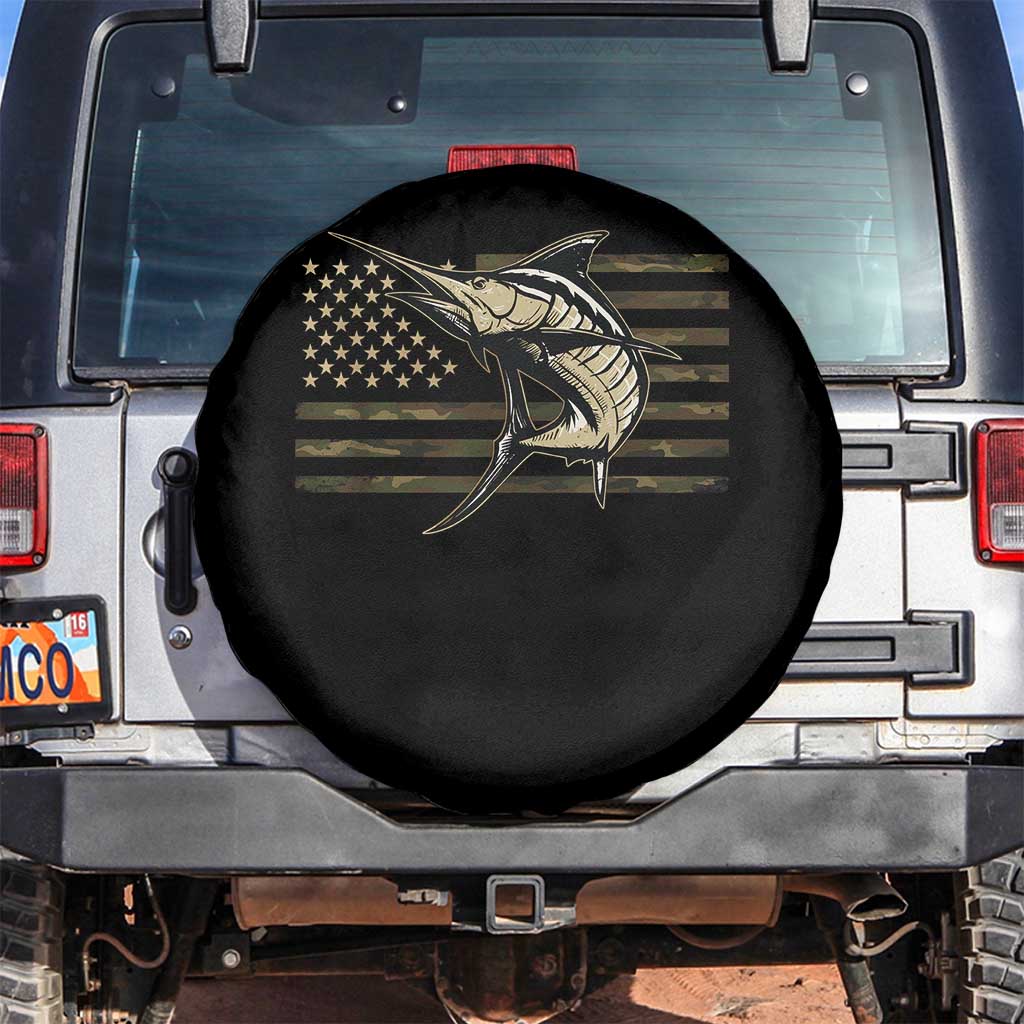 Fishing Camouflage US Flag Spare Tire Cover Swordfish Fish Fisherman Camo TS10 No hole Black Print Your Wear