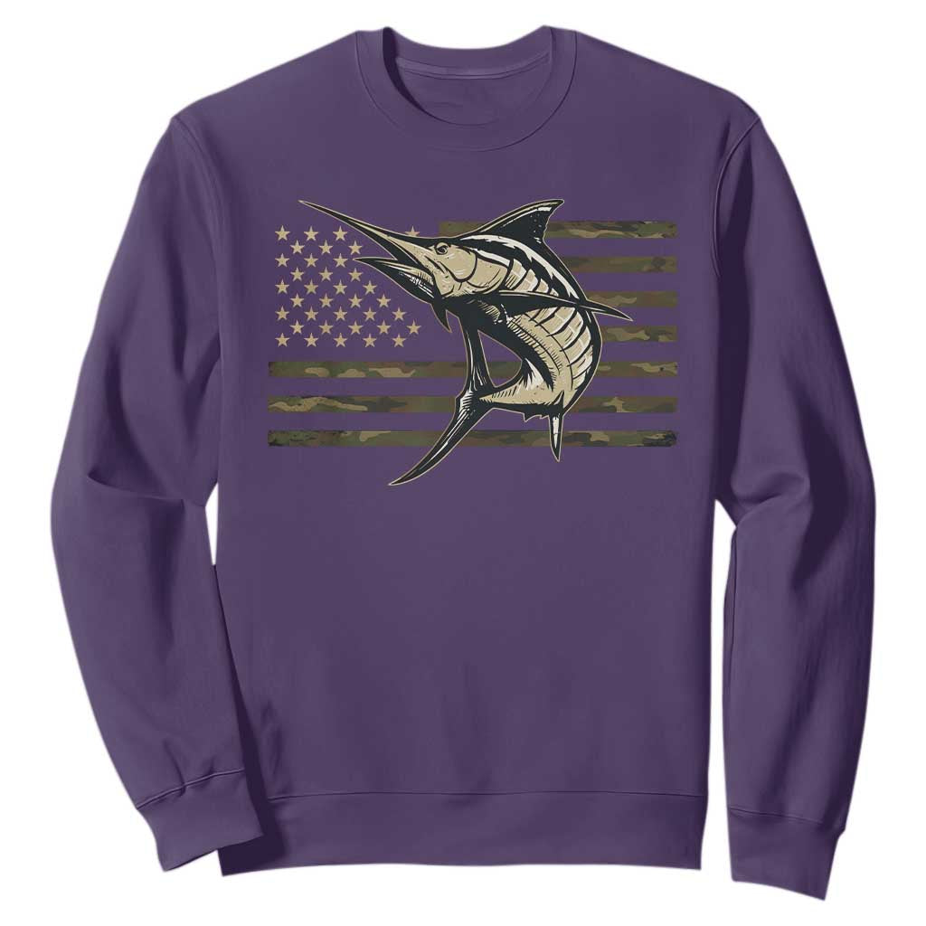 Fishing Camouflage US Flag Sweatshirt Swordfish Fish Fisherman Camo TS10 Purple Print Your Wear