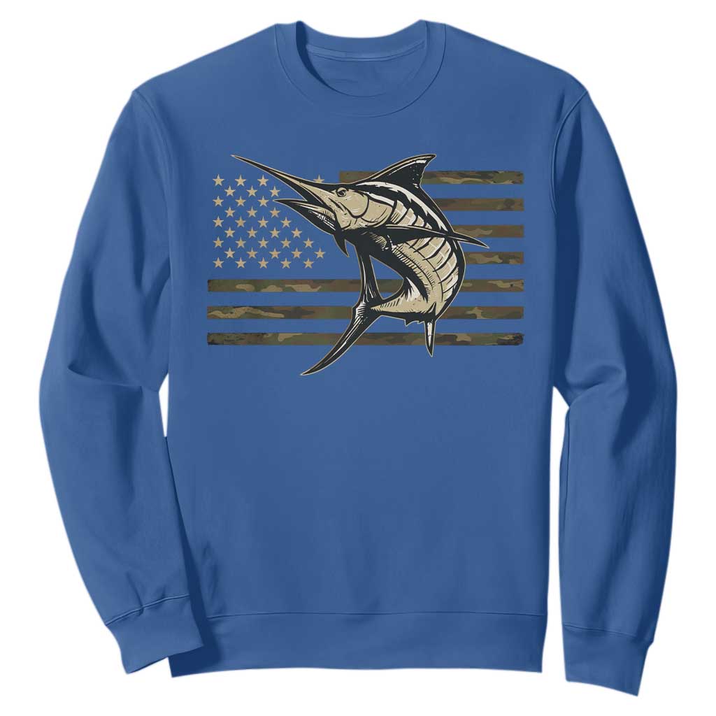 Fishing Camouflage US Flag Sweatshirt Swordfish Fish Fisherman Camo TS10 Royal Blue Print Your Wear