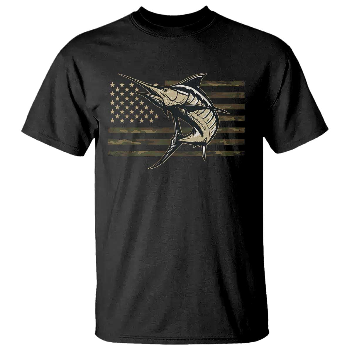 Fishing Camouflage US Flag T Shirt Swordfish Fish Fisherman Camo TS10 Black Print Your Wear