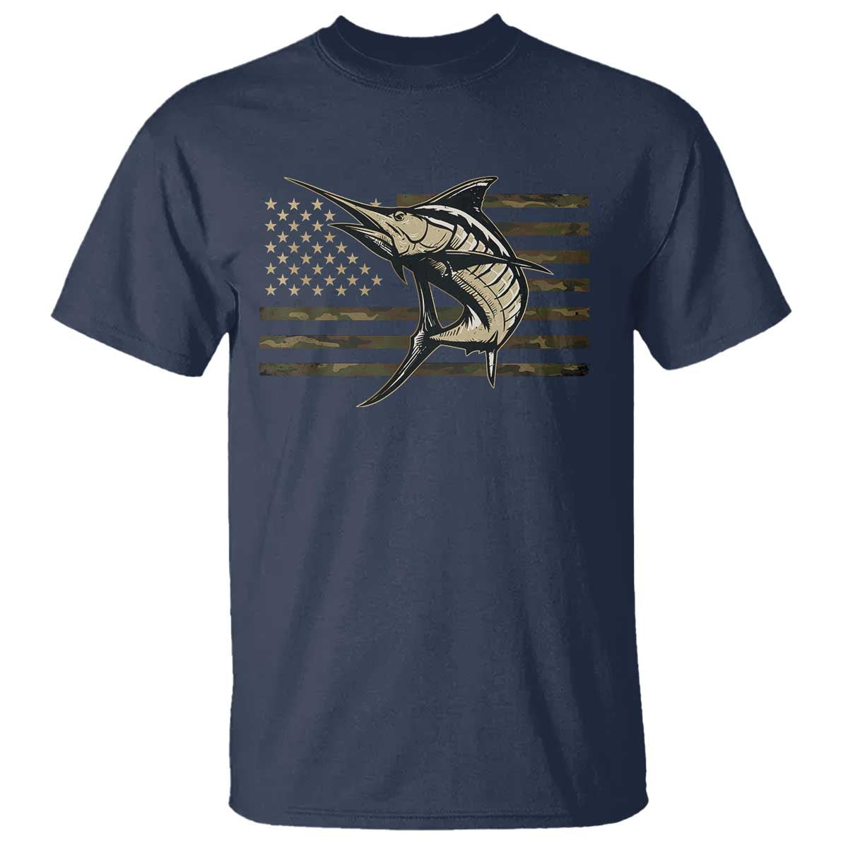 Fishing Camouflage US Flag T Shirt Swordfish Fish Fisherman Camo TS10 Navy Print Your Wear