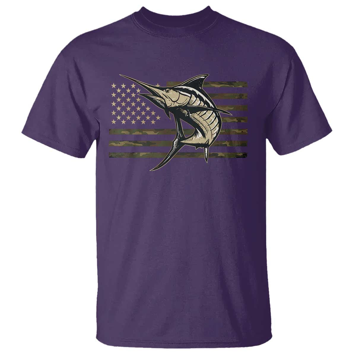 Fishing Camouflage US Flag T Shirt Swordfish Fish Fisherman Camo TS10 Purple Print Your Wear