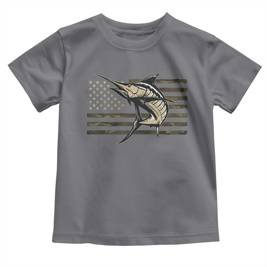 Fishing Camouflage US Flag Toddler T Shirt Swordfish Fish Fisherman Camo TS10 Charcoal Print Your Wear