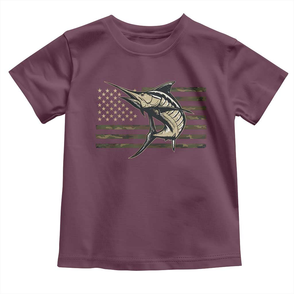 Fishing Camouflage US Flag Toddler T Shirt Swordfish Fish Fisherman Camo TS10 Maroon Print Your Wear