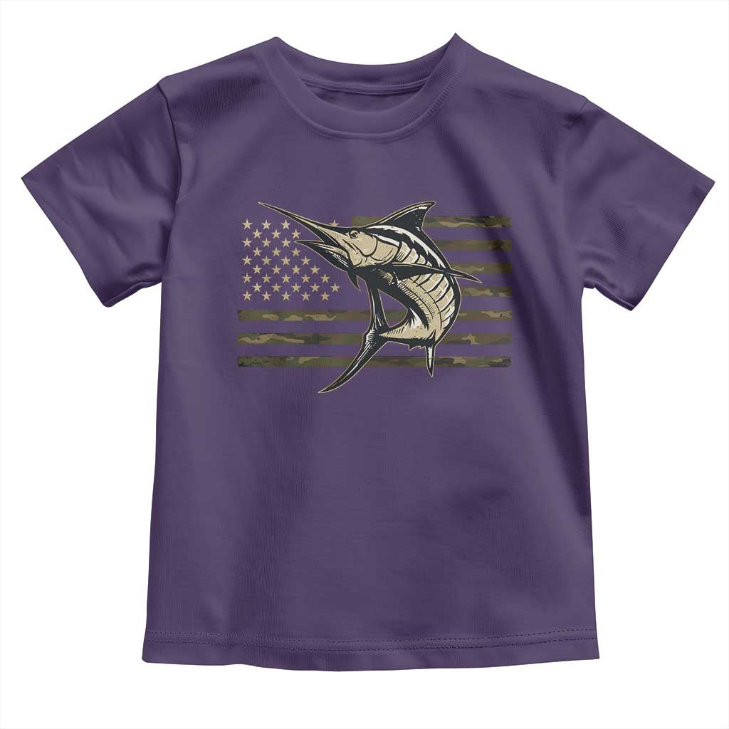 Fishing Camouflage US Flag Toddler T Shirt Swordfish Fish Fisherman Camo TS10 Purple Print Your Wear