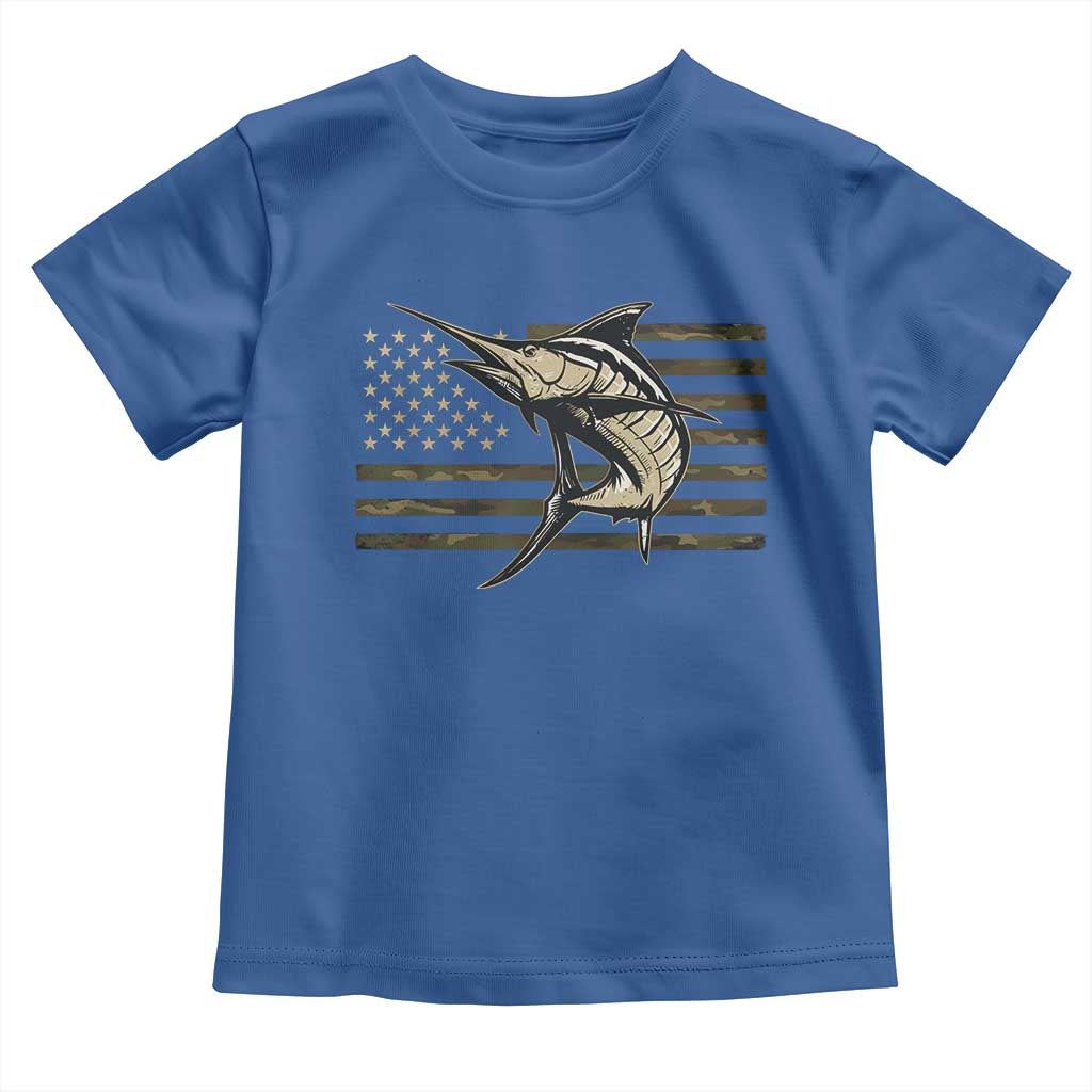 Fishing Camouflage US Flag Toddler T Shirt Swordfish Fish Fisherman Camo TS10 Royal Blue Print Your Wear