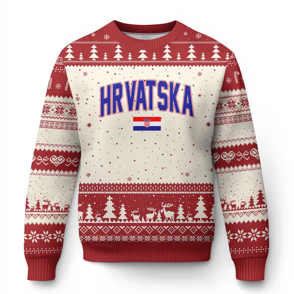 Hrvatska Flag Ugly Christmas Sweater Croatia Vintage Zagreb Croatian Jersey Retro TS10 Beige Red Print Your Wear