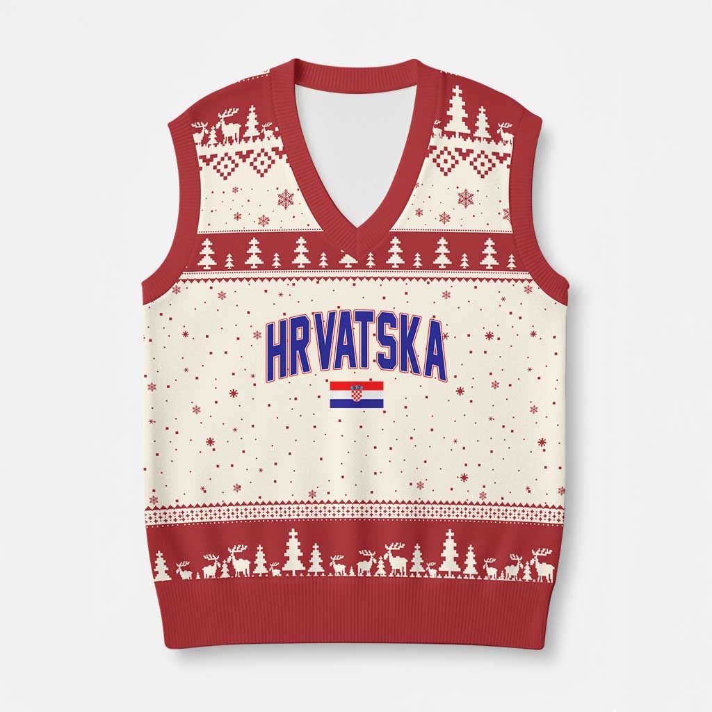 Hrvatska Flag V-Neck Knit Sweater Vest Croatia Vintage Zagreb Croatian Jersey Retro