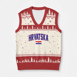 Hrvatska Flag V-Neck Knit Sweater Vest Croatia Vintage Zagreb Croatian Jersey Retro