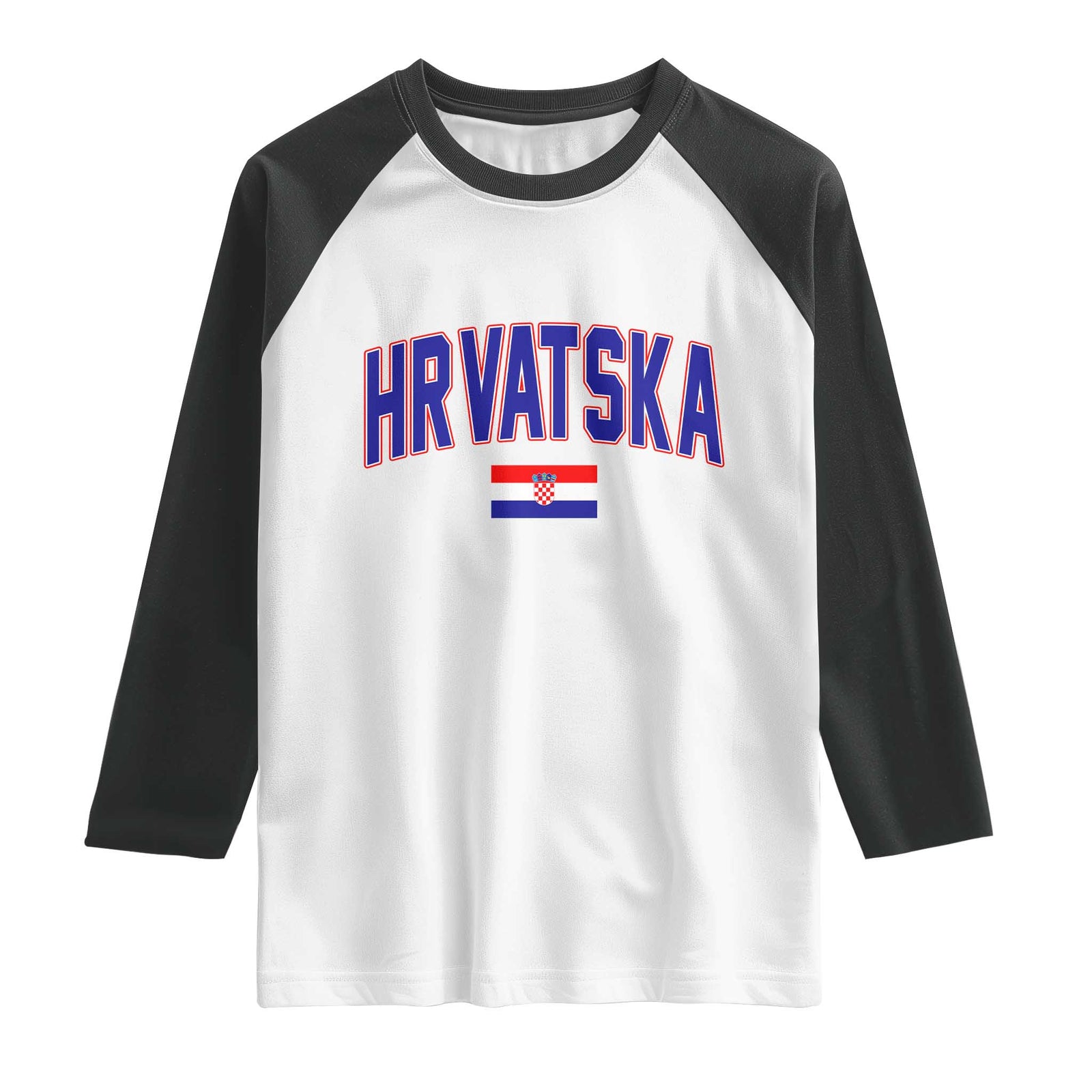 Hrvatska Flag Raglan Shirt Croatia Vintage Zagreb Croatian Jersey Retro TS10 White Black Print Your Wear