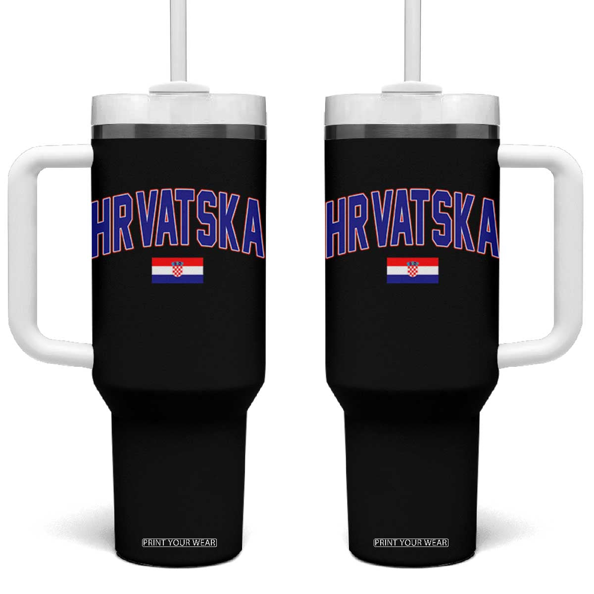 Hrvatska Flag Tumbler With Handle Croatia Vintage Zagreb Croatian Jersey Retro