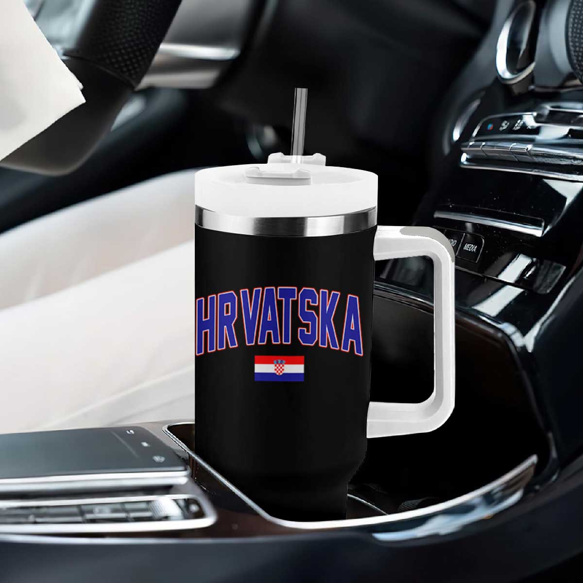 Hrvatska Flag Tumbler With Handle Croatia Vintage Zagreb Croatian Jersey Retro