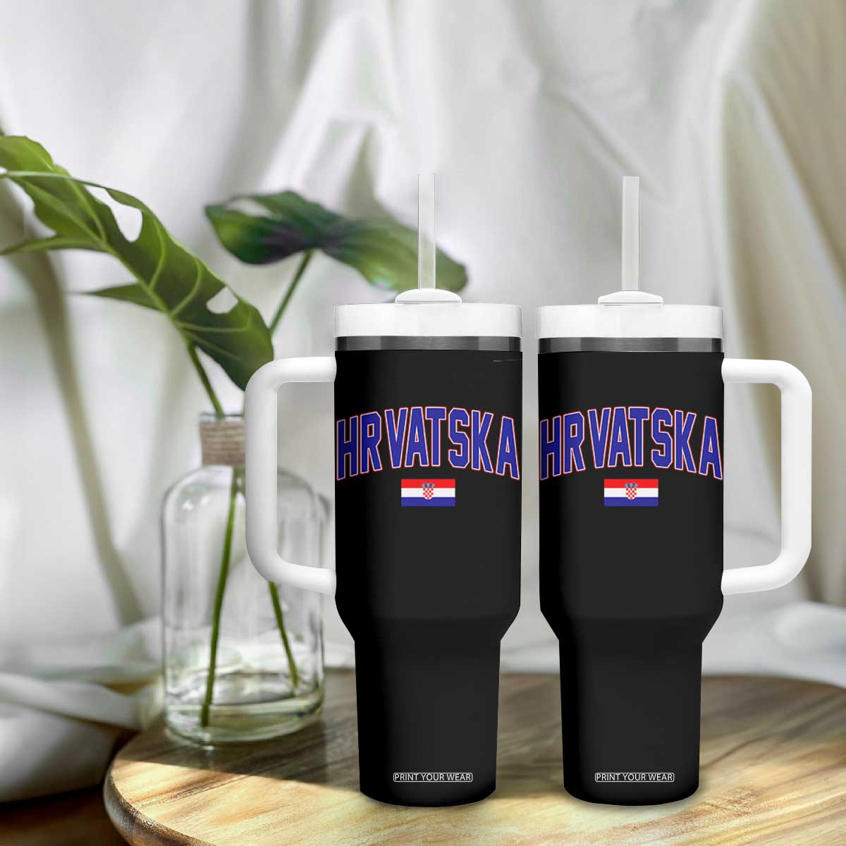 Hrvatska Flag Tumbler With Handle Croatia Vintage Zagreb Croatian Jersey Retro