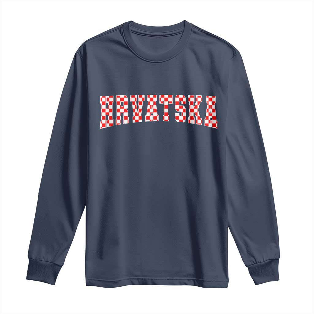 Vintage Hrvatska Long Sleeve Shirt Retro Varsity Croatia Zagreb Croatian Flag