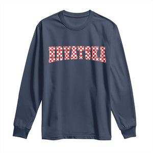 Vintage Hrvatska Long Sleeve Shirt Retro Varsity Croatia Zagreb Croatian Flag