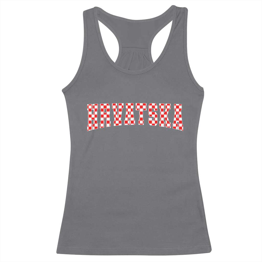 Vintage Hrvatska Racerback Tank Top Retro Varsity Croatia Zagreb Croatian Flag