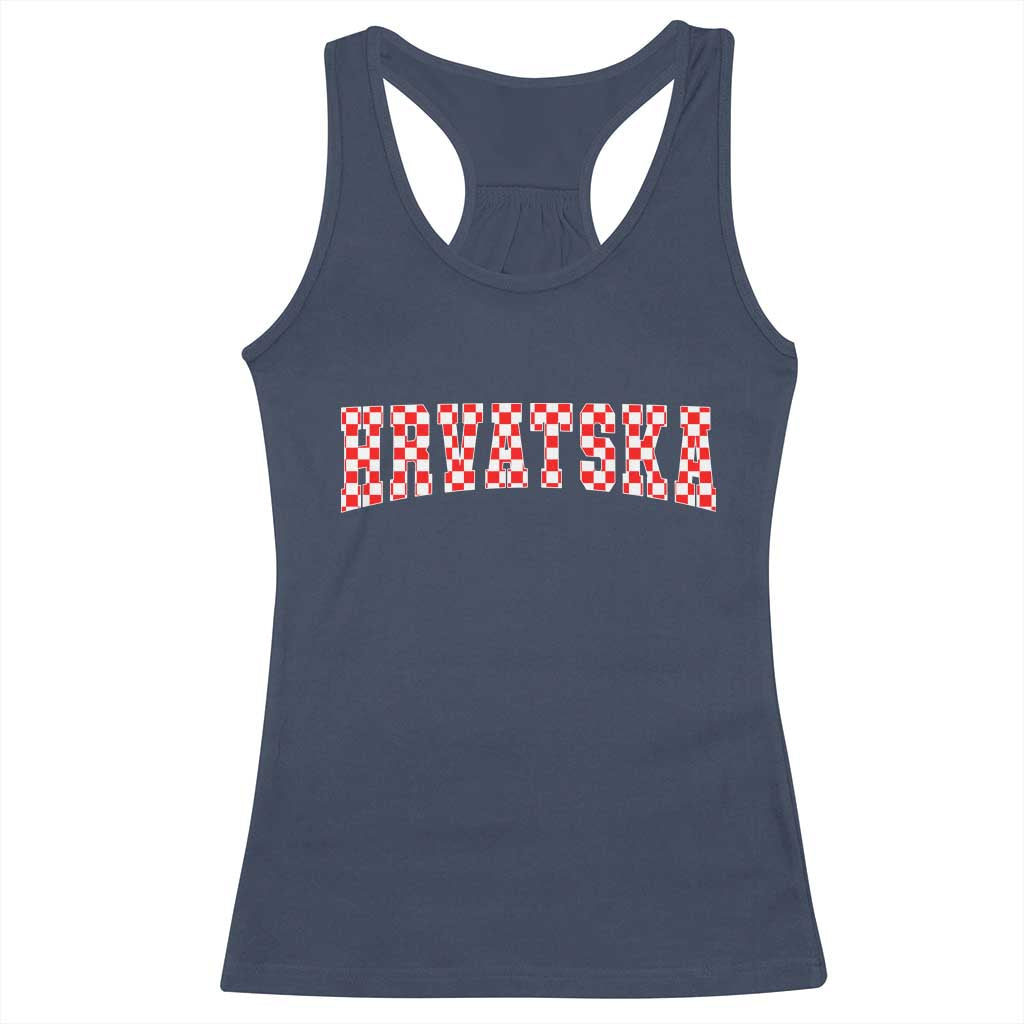 Vintage Hrvatska Racerback Tank Top Retro Varsity Croatia Zagreb Croatian Flag