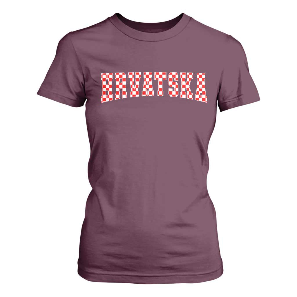 Vintage Hrvatska T Shirt For Women Retro Varsity Croatia Zagreb Croatian Flag