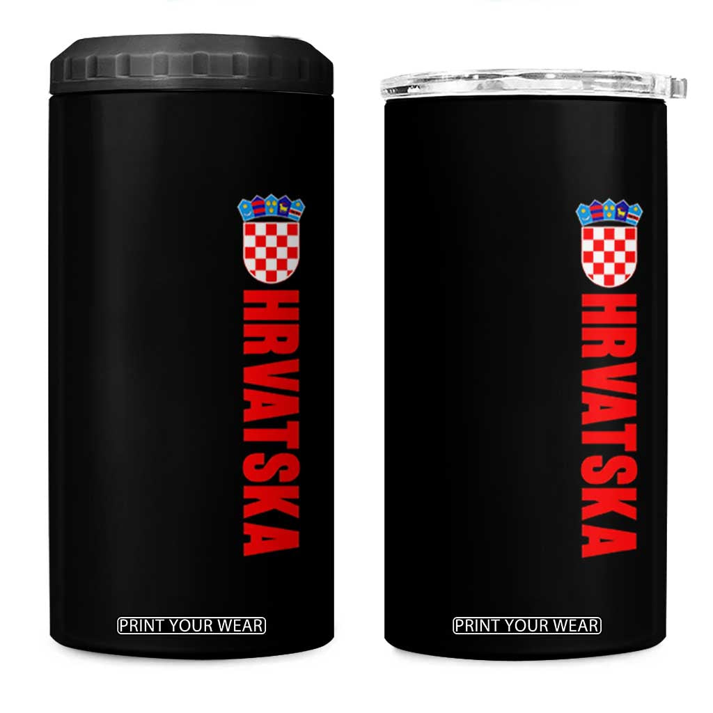 Hrvatska 4 in 1 Can Cooler Tumbler Vintage Croatia Zagreb Croatian
