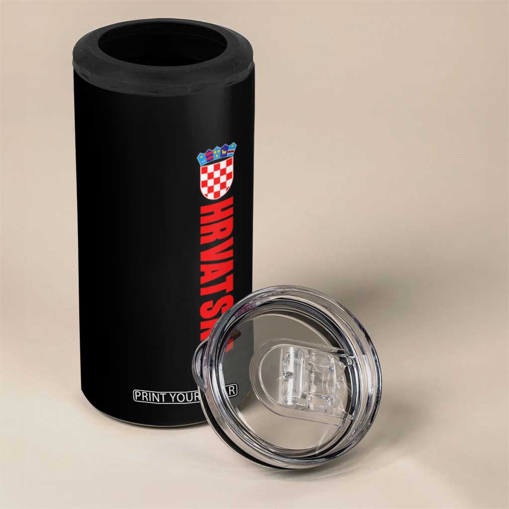 Hrvatska 4 in 1 Can Cooler Tumbler Vintage Croatia Zagreb Croatian