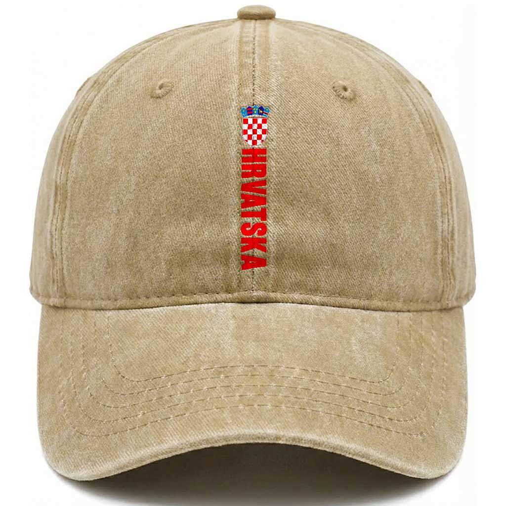 Hrvatska Washed Cotton Baseball Cap Vintage Croatia Zagreb Croatian