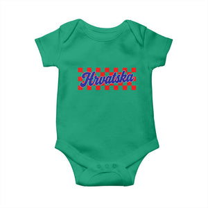 Hrvatska Baby Onesie Checkered Retro Croatia Zagreb Croatian