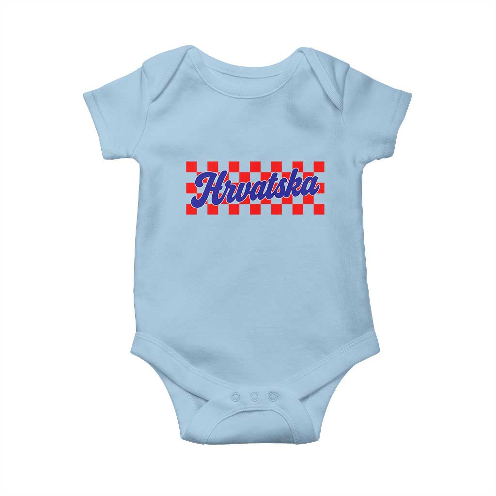 Hrvatska Baby Onesie Checkered Retro Croatia Zagreb Croatian
