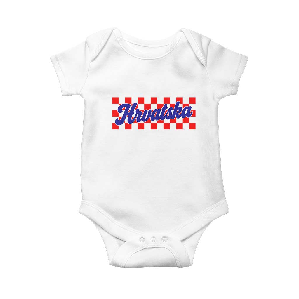 Hrvatska Baby Onesie Checkered Retro Croatia Zagreb Croatian