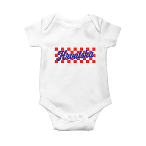 Hrvatska Baby Onesie Checkered Retro Croatia Zagreb Croatian