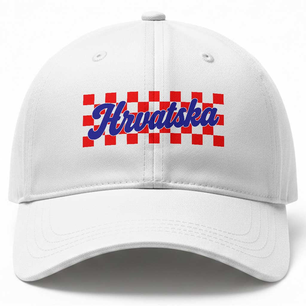 Hrvatska Baseball Cap Checkered Retro Croatia Zagreb Croatian TS10 Print Your Wear
