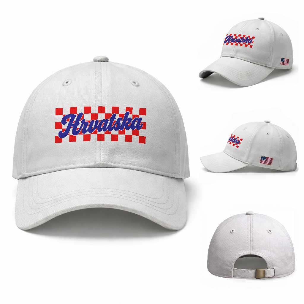 Hrvatska Baseball Cap Checkered Retro Croatia Zagreb Croatian