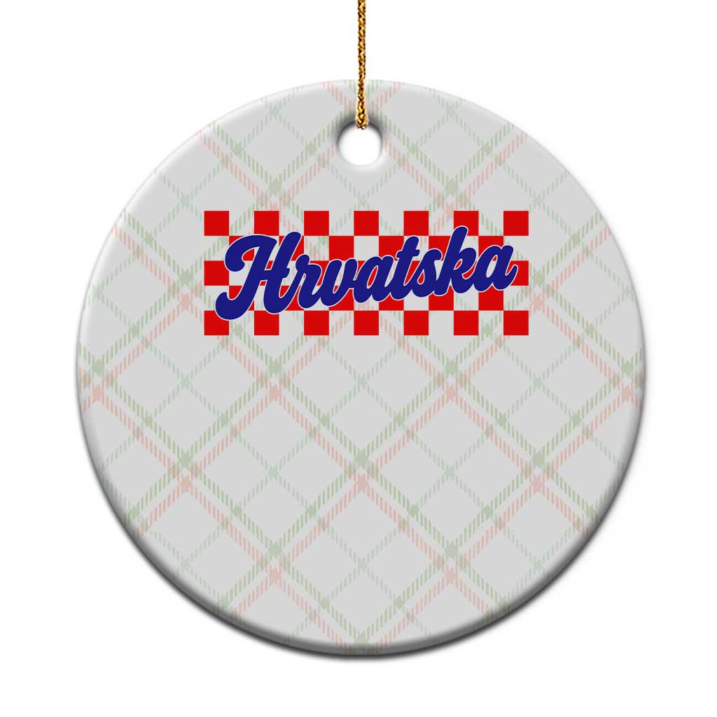 Hrvatska Ceramic Ornament Checkered Retro Croatia Zagreb Croatian