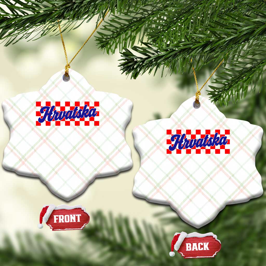 Hrvatska Ceramic Ornament Checkered Retro Croatia Zagreb Croatian