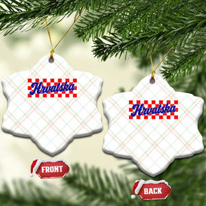Hrvatska Ceramic Ornament Checkered Retro Croatia Zagreb Croatian
