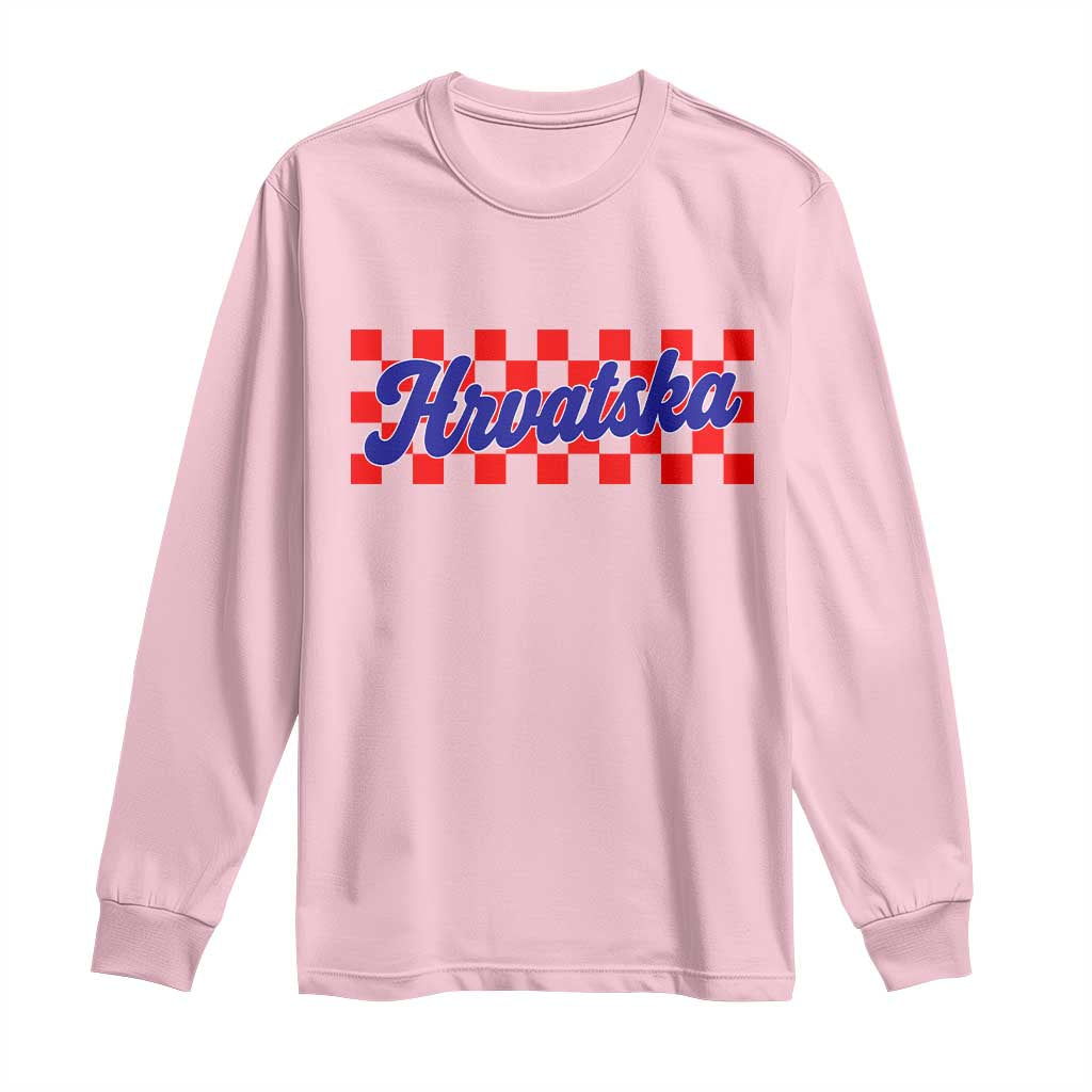 Hrvatska Long Sleeve Shirt Checkered Retro Croatia Zagreb Croatian