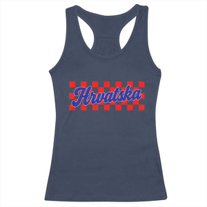 Hrvatska Racerback Tank Top Checkered Retro Croatia Zagreb Croatian