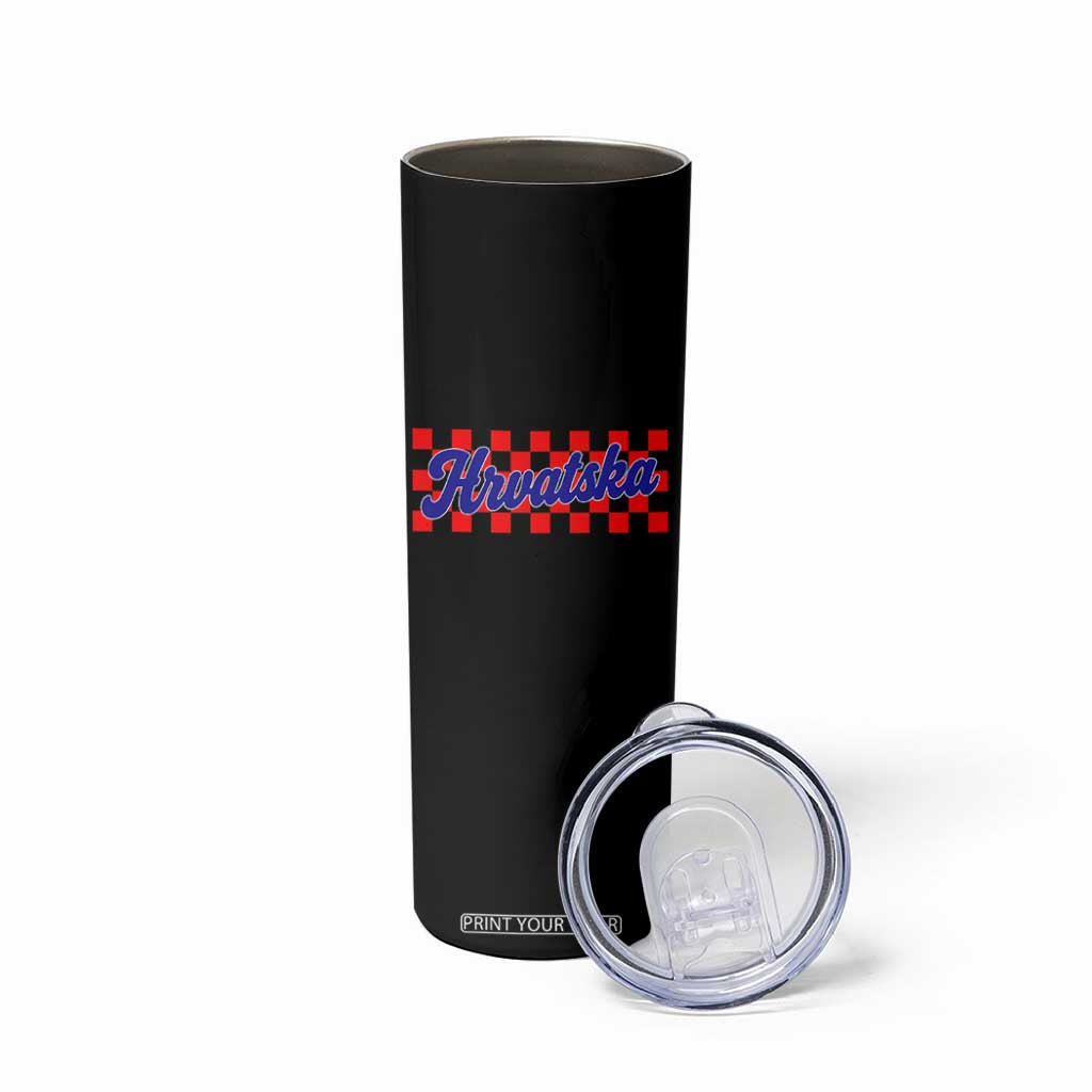 Hrvatska Skinny Tumbler Checkered Retro Croatia Zagreb Croatian