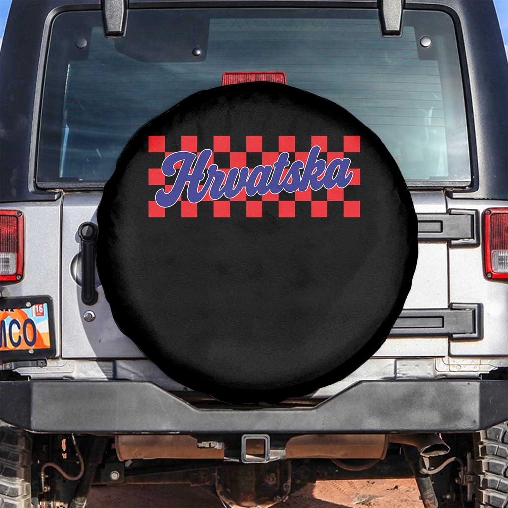 Hrvatska Spare Tire Cover Checkered Retro Croatia Zagreb Croatian