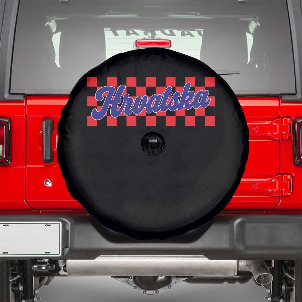 Hrvatska Spare Tire Cover Checkered Retro Croatia Zagreb Croatian